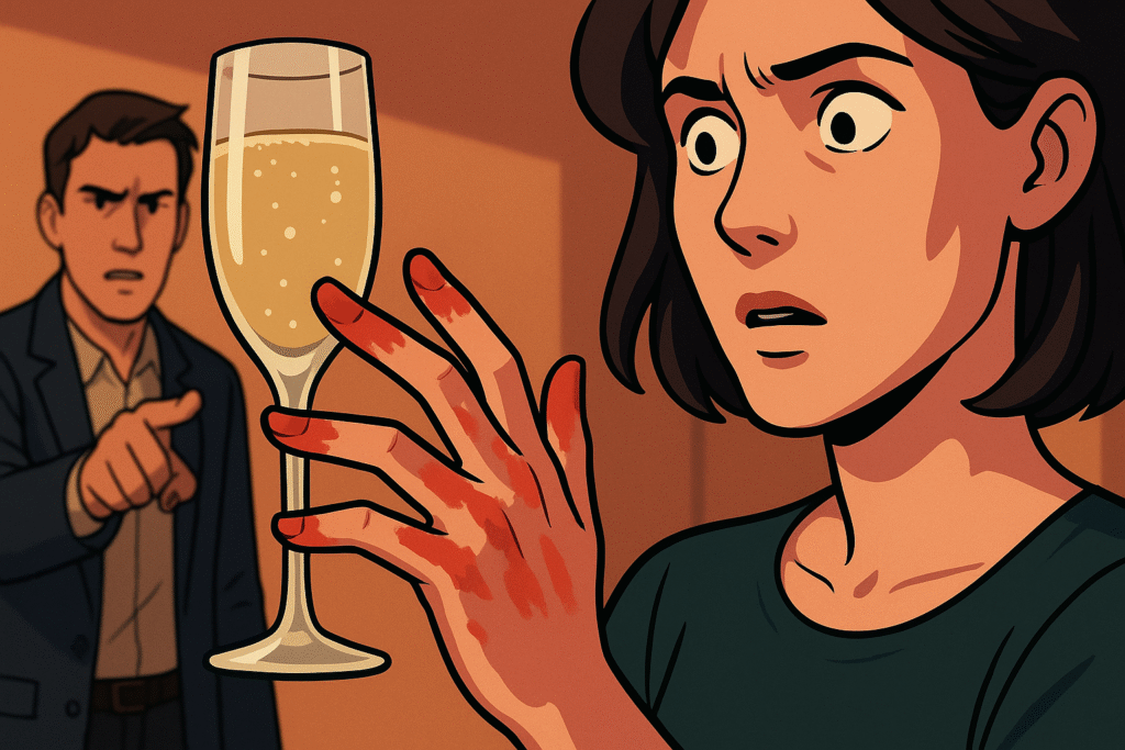 A husband confronts his wife about paint stains that expose her affair.